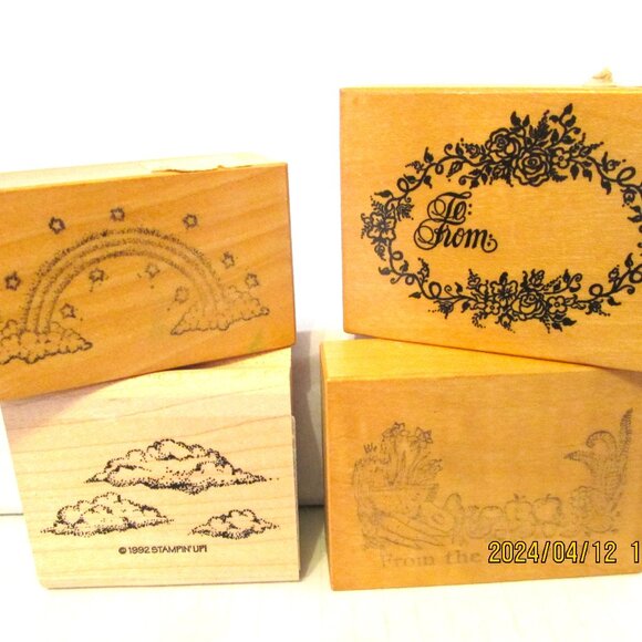 (Hard to find)Vintage Rubber stamps Stampin Up lot of 4 scenic & gift stamps - Picture 4 of 5